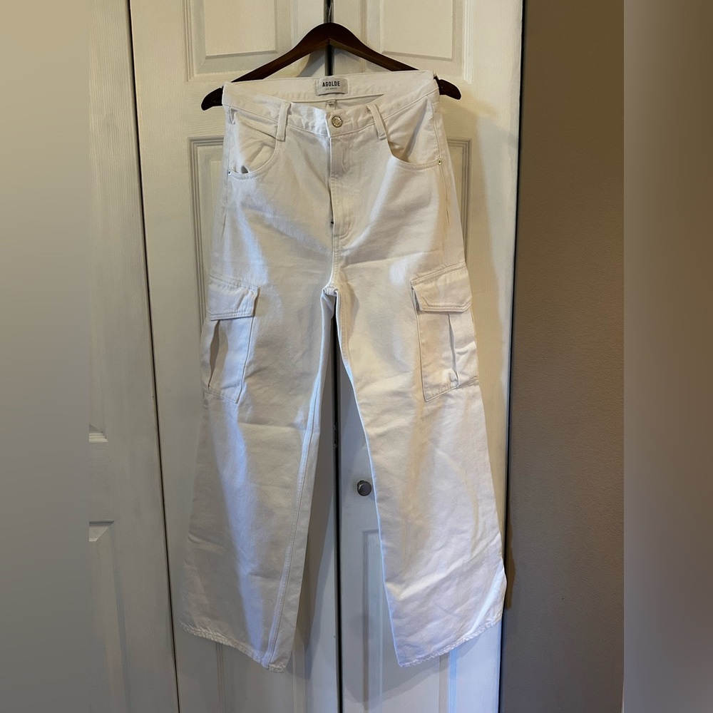 AGOLDE Minka Cargo Summer Jeans in White - Picture 3 of 9